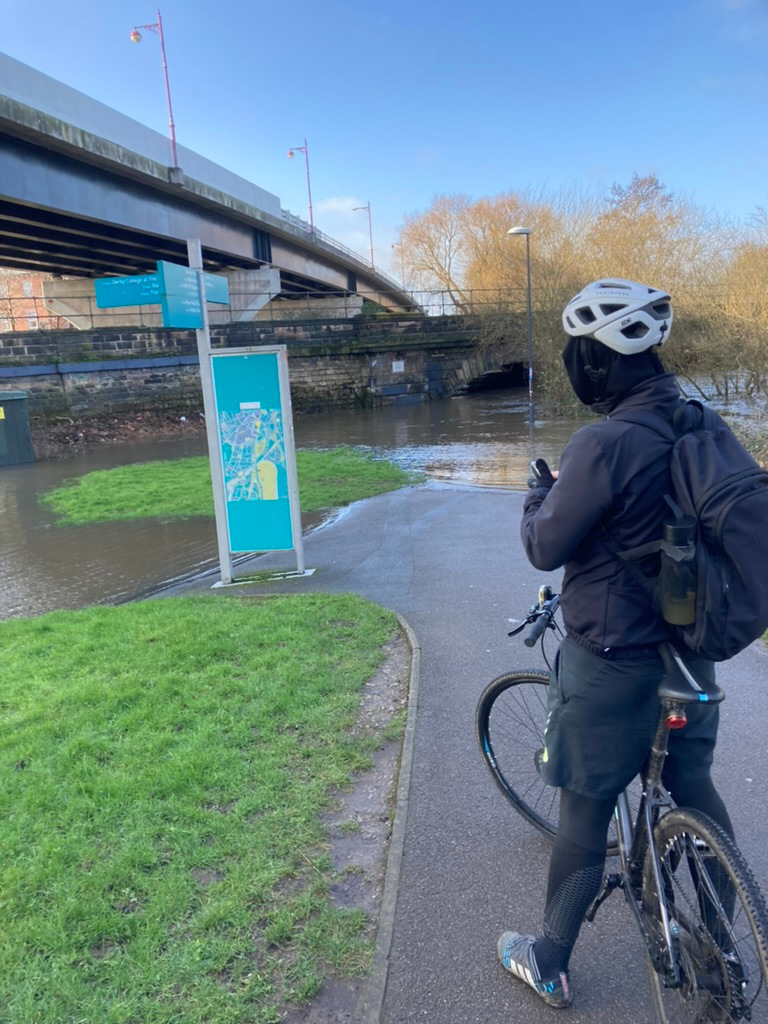 Riverside path flooding